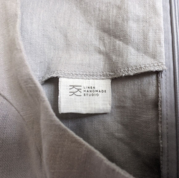 Linen Puff Sleeve Dress Light Gray - Picture 6 of 8